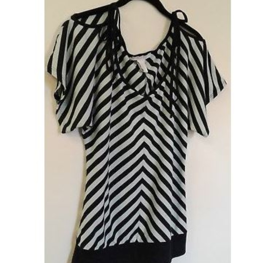 Charlotte Russe Cold Shoulder Striped Knit Top